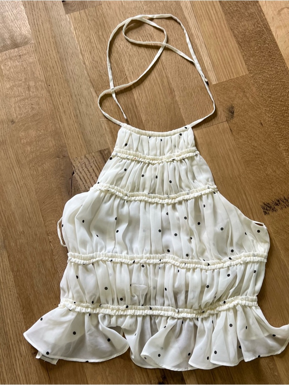 emory park Cream Polka Dot Halter Tank Top